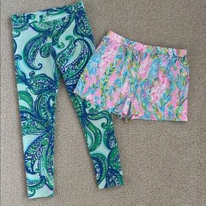Pair of Girls Lilly Pulitzer bottoms - leggings and shorts, size M (6-7)